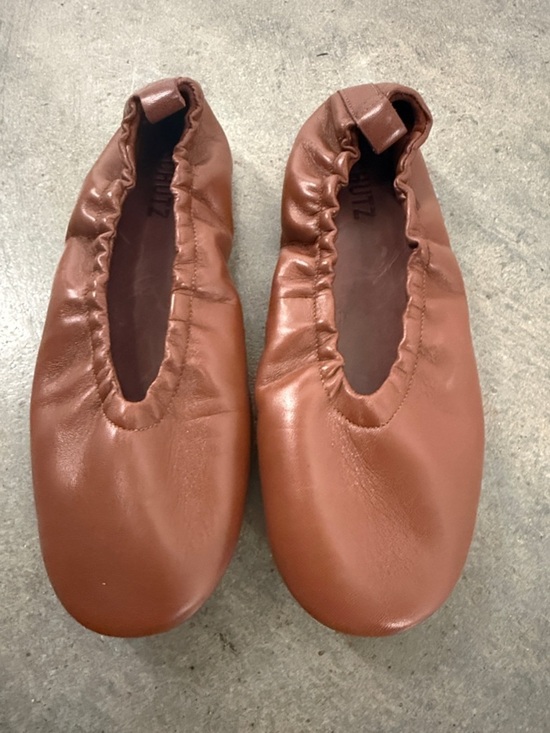 SCHUTZ Shoes - SCHUTZ Cognac Leather Gathered Ballet Flats